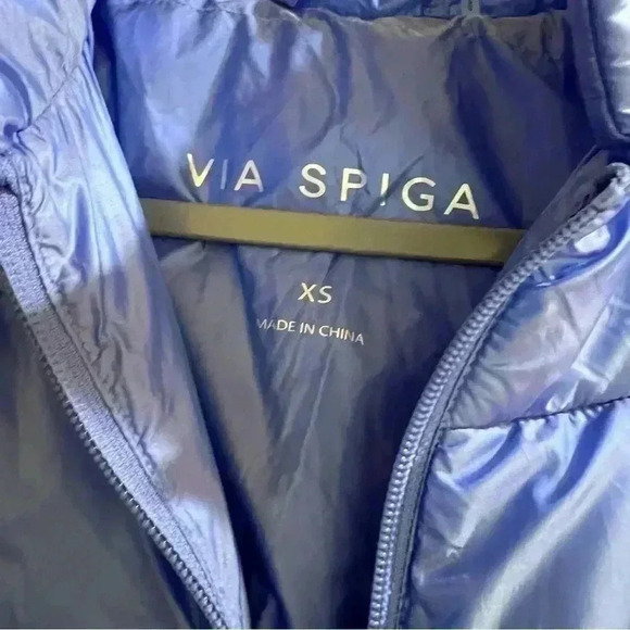 Women's X-small Via Spiga Smocked Quilted Puffer Jacket Sapphire Blue 60113V - Picture 5 of 11